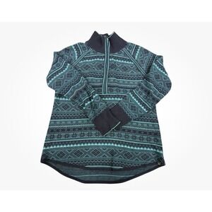 Eddie Bauer Sweater‎ Fair Isle Women's Sz XL Nordic Green 1/2 Zip Casual Outdoor